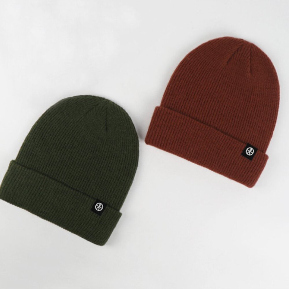 Men Women unisex Classic Ribbed Knit Beanie 2pcs-(Green +Brown )